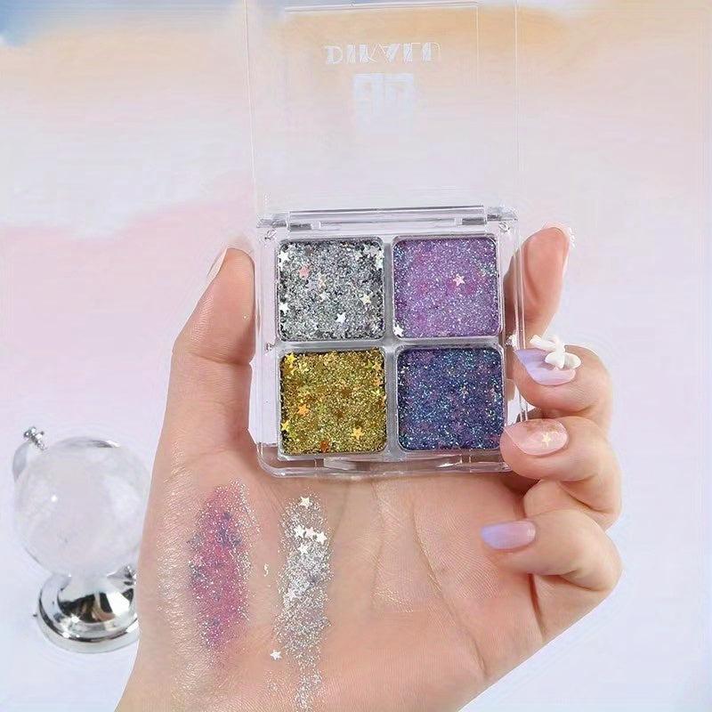4-Color Glitter Eyeshadow Palette for Parties & Events