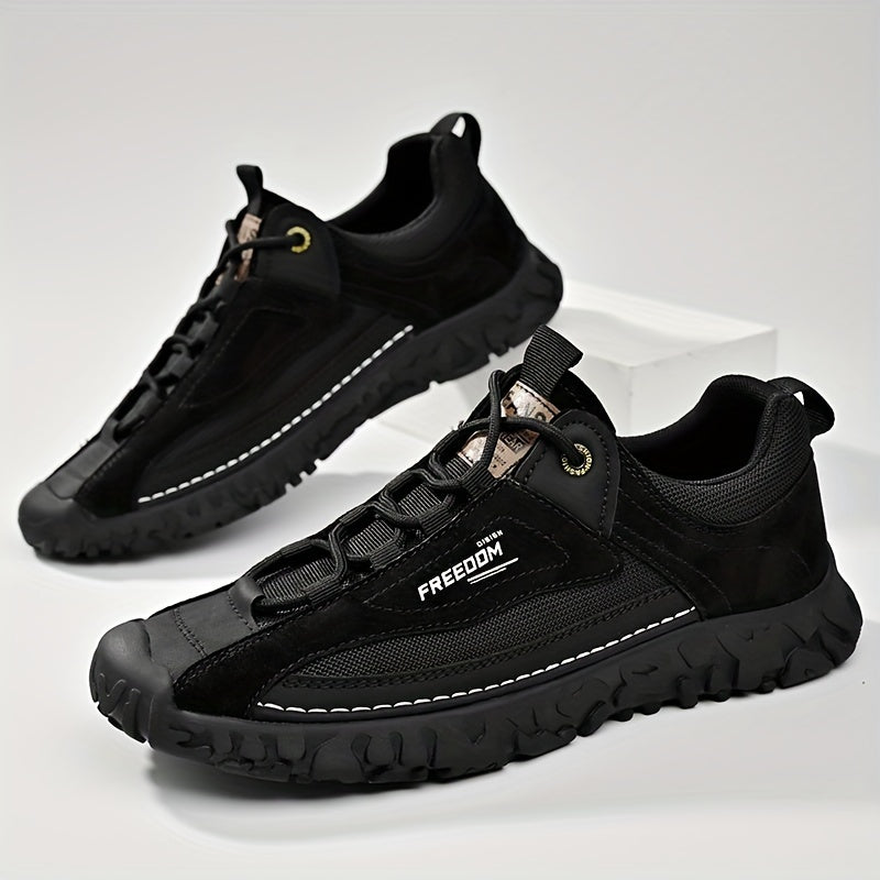 Men's Leather Stitch Sneakers Wear resistant Non Slip Outdoor Shoes