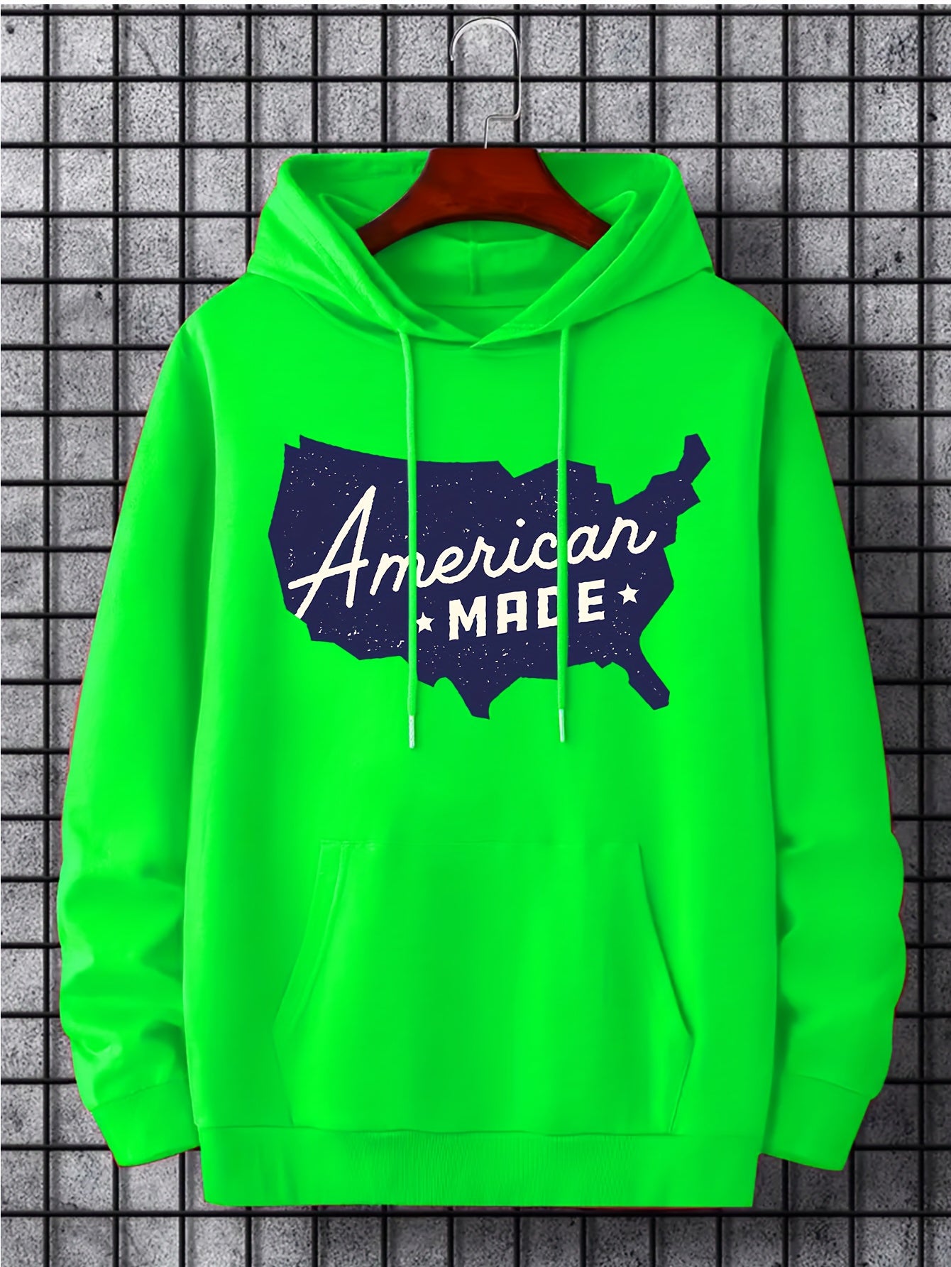 American Print Hoodie Men's Casual Graphic Pullover Hoodie