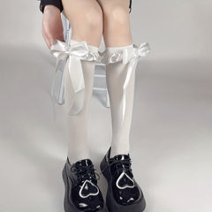 Bow Lace Calf Socks Lolita Knee High Stockings