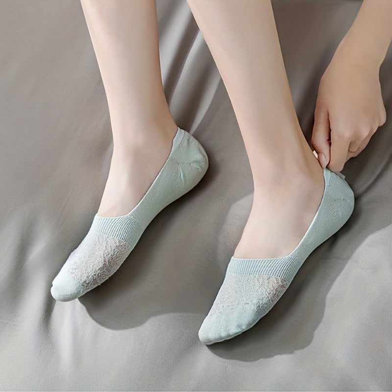9 Pairs Floral Lace Ankle Socks Lightweight & Breathable Low Cut Invisible Socks