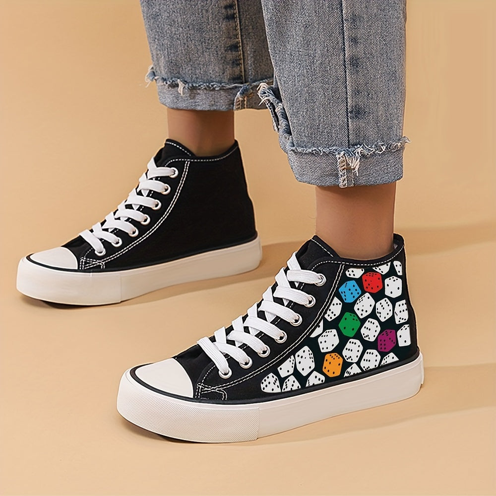 Chunky Canvas High Top Sneakers Lace Up Outdoor Wall