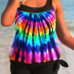 Rainbow Tie Dye Tank Top & Shorts Swimsuit Set
