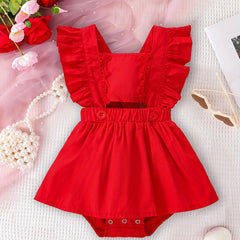 Baby Girls Ruffle Sleeveless Overall Dress Summer Vacation Party Skirt Romper