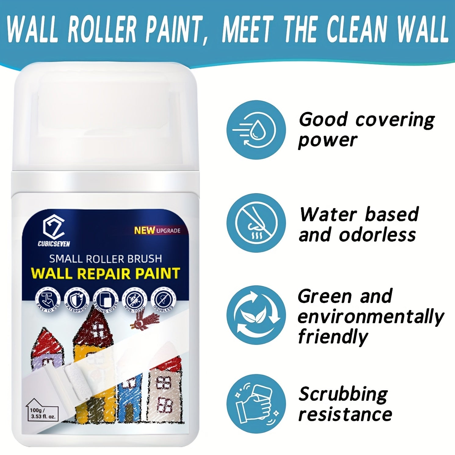 Small Roller Brush Wall Repair Paint DIY Waterproof Latex Cream