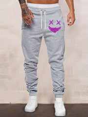 Evil Smile Print Men s Drawstring Sweatpants with Pockets