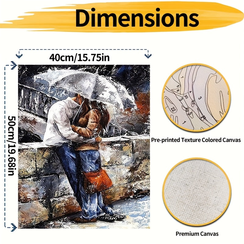 Adult Digital Painting Kit 40x50cm Embracing in Rain DIY Craft Set