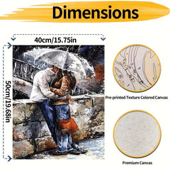 Adult Digital Painting Kit 40x50cm Embracing in Rain DIY Craft Set