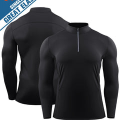 Men's Compression Shirt 1/4 Zip Pullover Long Sleeve Base Layer