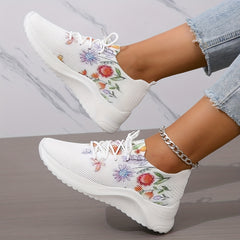 Women's Floral Print Sock Shoes Low Top Lightweight Running Shoes