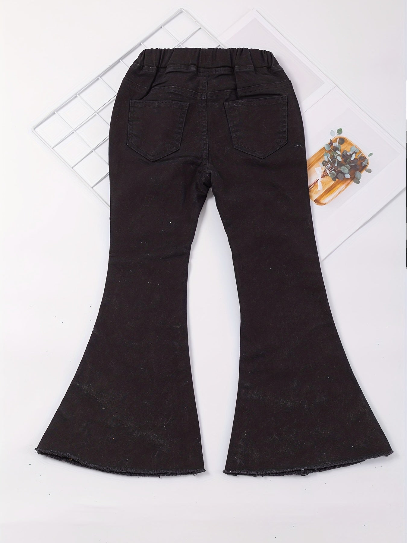 Toddler Girls Ripped Jeans Flare Leg Denim Bell Bottoms Pants