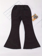 Toddler Girls Ripped Jeans Flare Leg Denim Bell Bottoms Pants