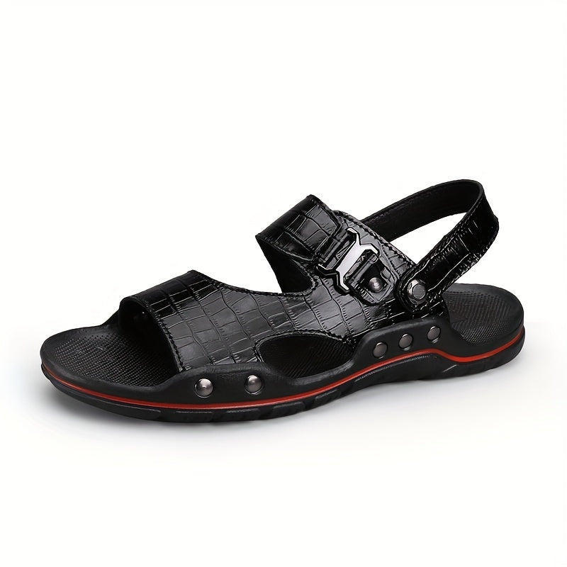 Men's Open Toe Slip On Sandals Casual Outdoor Anti-Skid Flat Beach Sandals