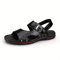 Men's Open Toe Slip On Sandals Casual Outdoor Anti-Skid Flat Beach Sandals
