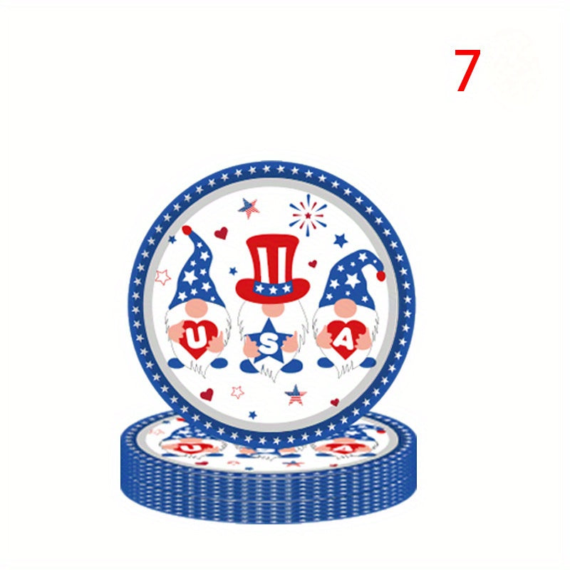 Independence Theme Party Tableware American Flag Tray Cup Tissue Tablecloth