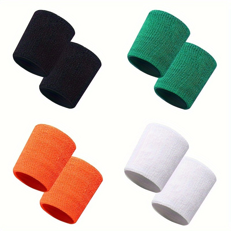 4 Pairs Sports Wristbands Cotton Wrist Sweat Band For Men & Women