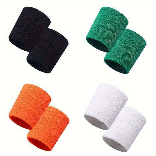 4 Pairs Sports Wristbands Cotton Wrist Sweat Band For Men & Women