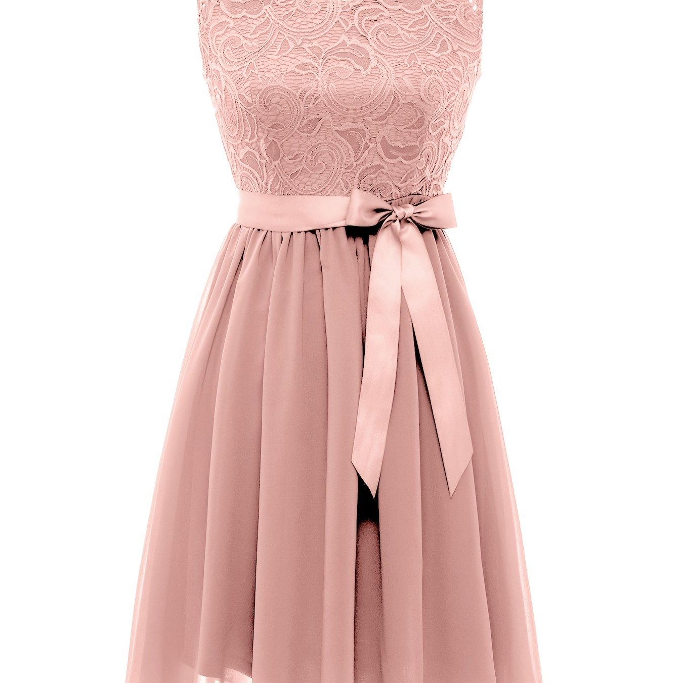 Solid Belted Party Dress Zip Back Cocktail Evening Dress
