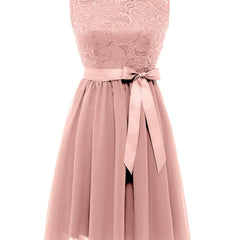 Solid Belted Party Dress Zip Back Cocktail Evening Dress