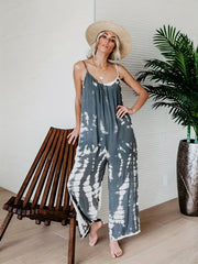 Tie Dye Wide Leg Cami Jumpsuit Boho Sleeveless Jumpsuit