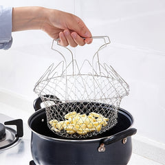 Stainless Steel Foldable Fried Basket Multifunctional Kitchen Gadget
