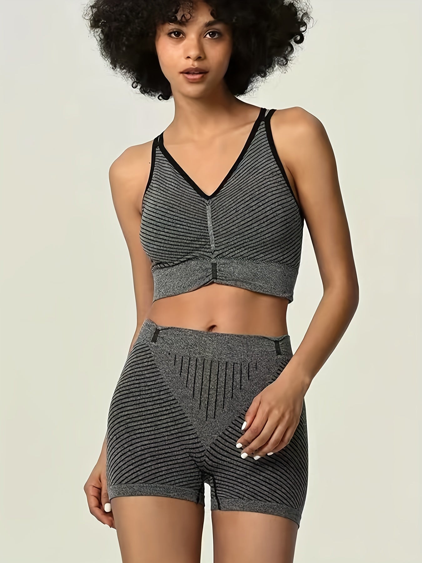 Striped Textured Bra & Panties Set