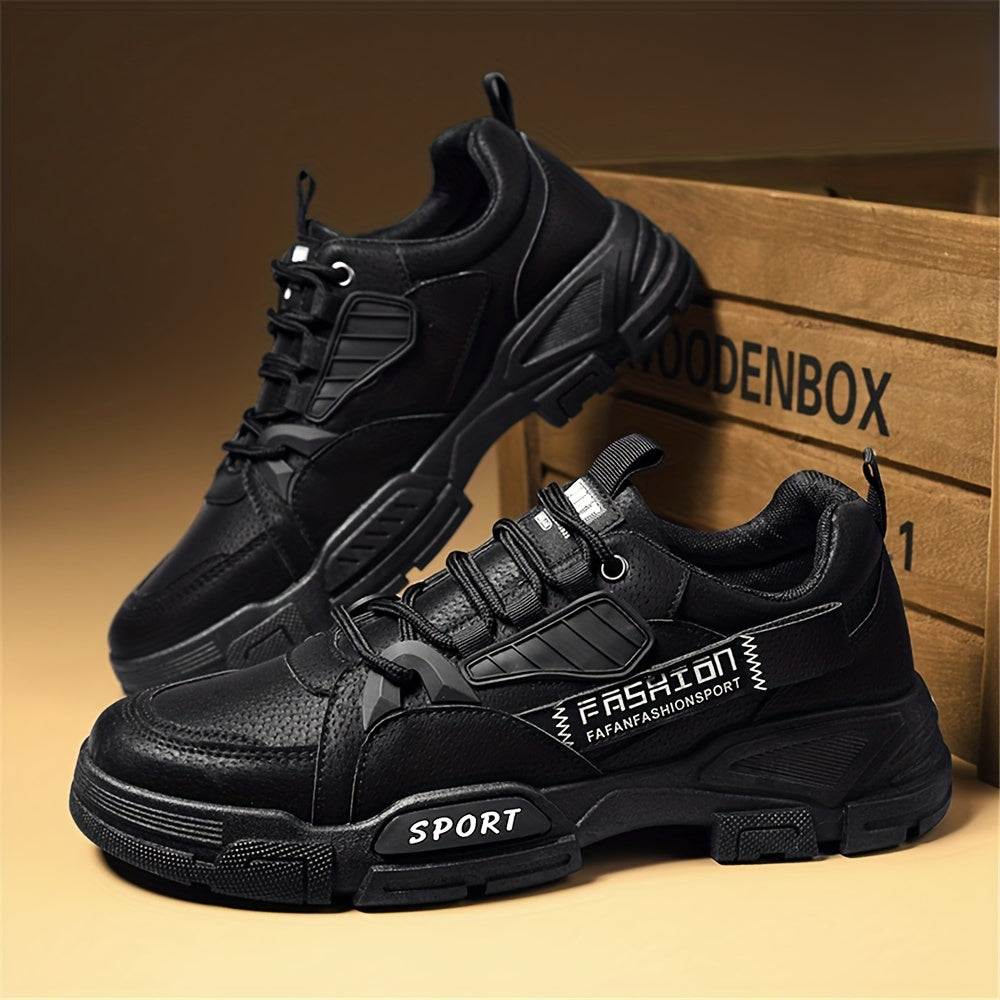 Men's Lace Up Work Sneakers Padded Collar Comfortable Shoes