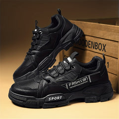 Men's Lace Up Work Sneakers Padded Collar Comfortable Shoes