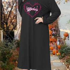 Letter & Heart Print Long Sleeve Tee