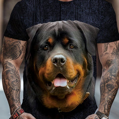 Men's 3D Dog Print T shirt Casual Comfy Crew Neck Tee