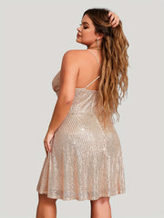 Sequin Surplice Neck Cami Dress