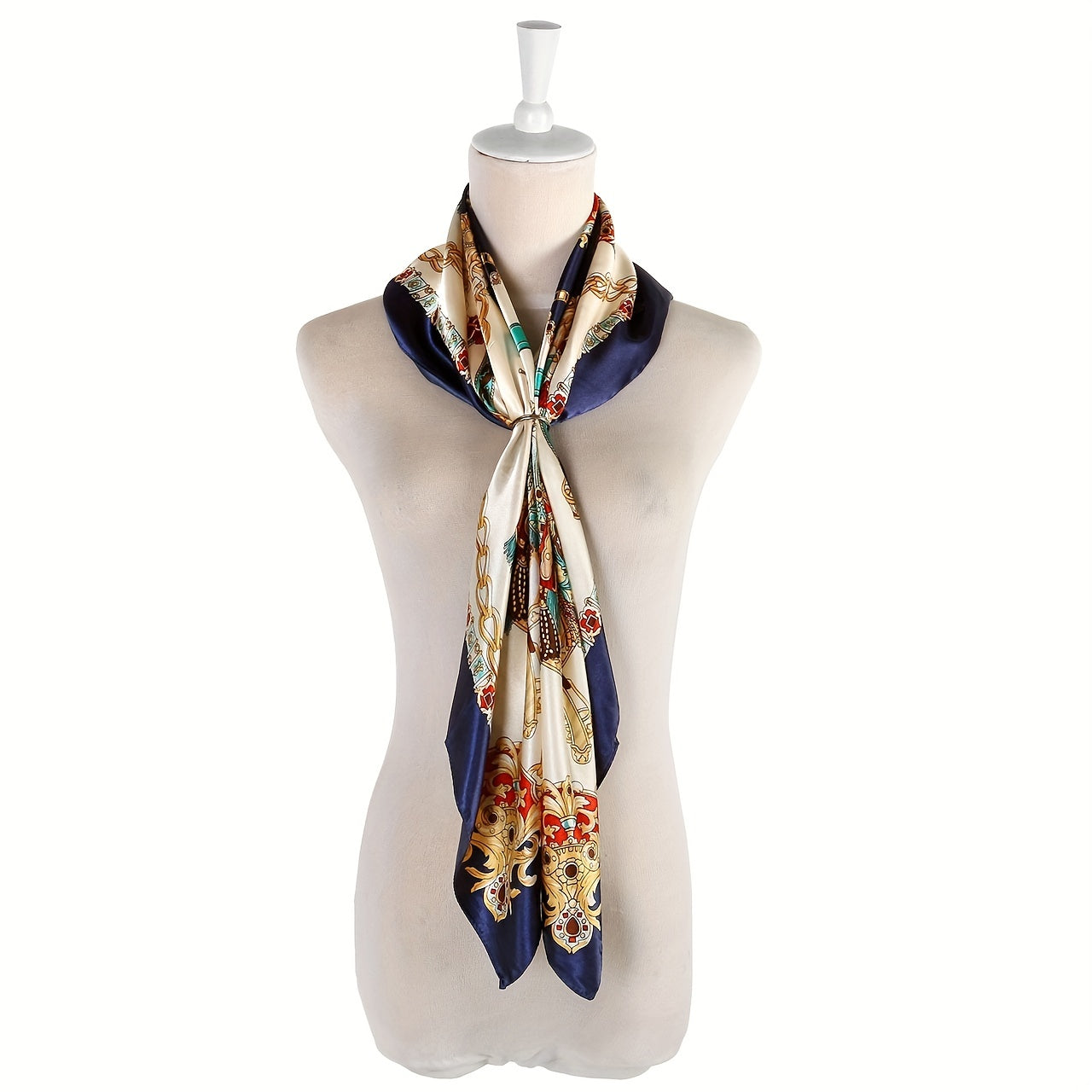 Boho Square Scarf Classic Block Silk Shawl Neckerchief Bandana