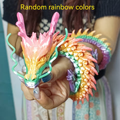 Enchanted Wooden Dragon Figurine 3D Printed Mythical Amphibian Ornament
