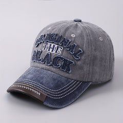 Men's Denim Baseball Cap Leather Brim Embroidered Letter Duck Tongue