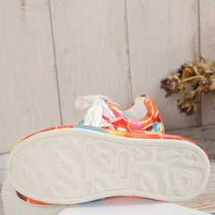 Women's Graffiti Pattern Sneakes Lace Up Outdoor Shoes Low Top