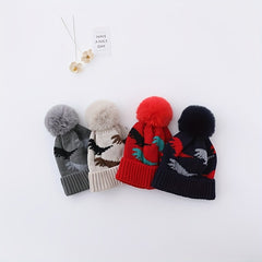 Dinosaur Knitted Hat with Ear Protection for Baby Boys and Girls
