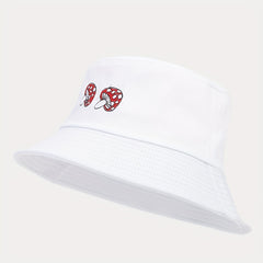 Mushroom Embroidery Bucket Hat Men Sunscreen Outdoor Basin Hat