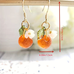 Glass Orange Drop Fruit Earrings for Summer Vacation