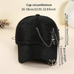 Star Chain Tassel Baseball Cap Solid Hip Hop Dad Hats & Pink