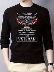 VETERAN & Eagle Pattern Sweater Men's Casual Warm Pullover For Fall Winter