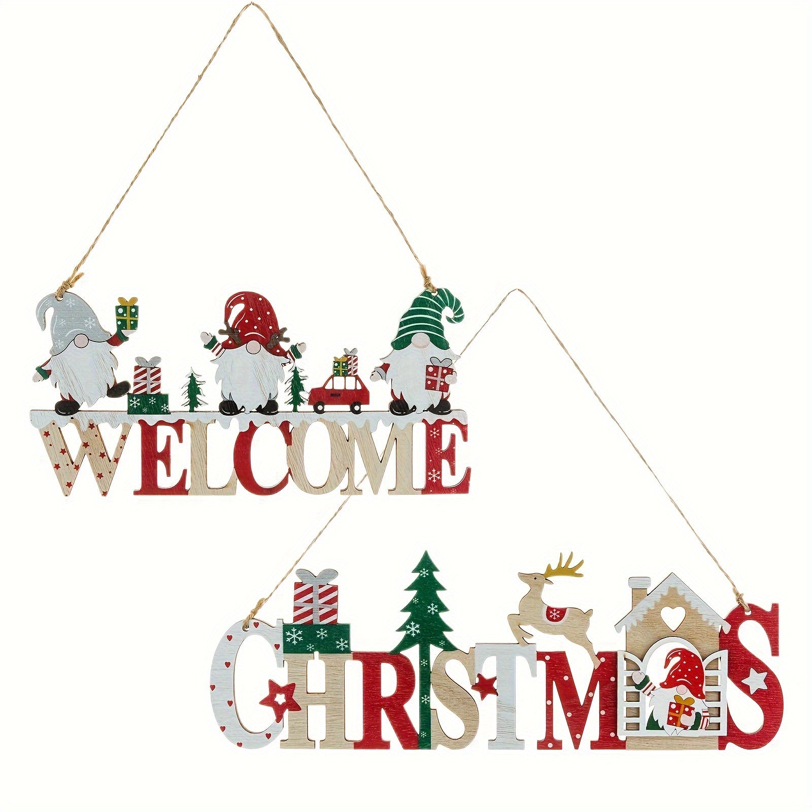Christmas Wooden Letter Plate Hanging Welcome Door Decoration