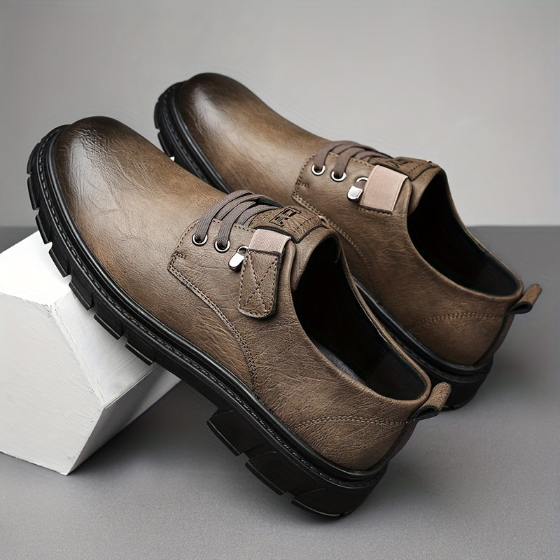 Men's Hook and Loop Derby Shoes Formal Business Lace-up Dress Shoes