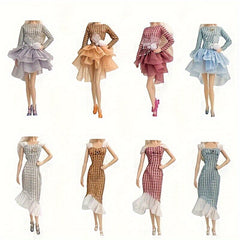 PAIDOPI 11.5 Inch Doll Dress Set - Pastel Colors - Dresses, Socks & Accessories