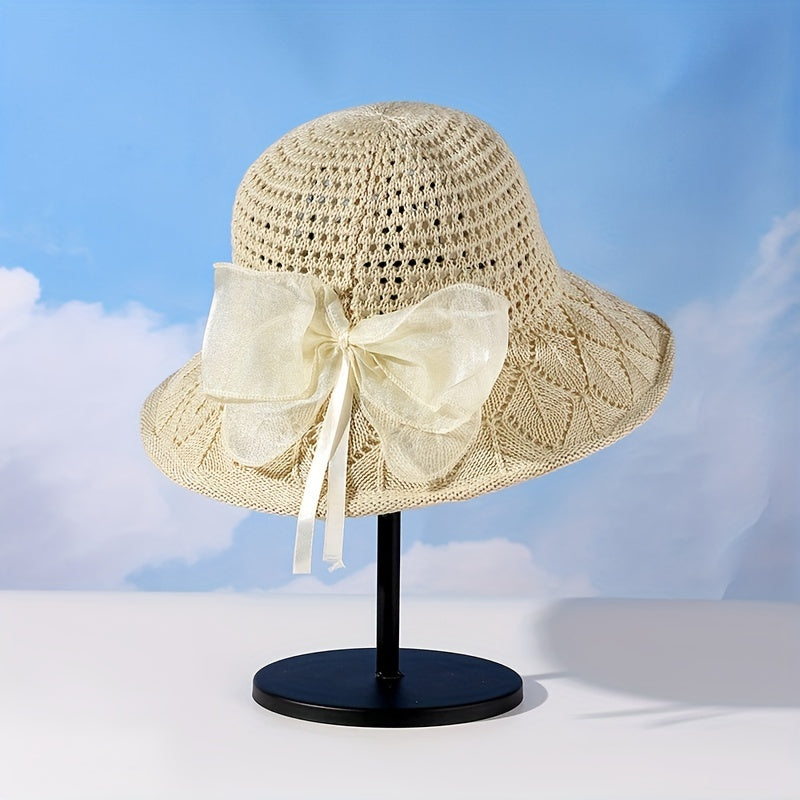 Wide Brim Beige Sun Hat Crochet Bucket Hat