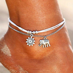 Elephant Sun Boho Alloy Anklet Foot Jewelry Beach Decor