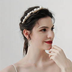 Rhinestone Headband Faux Pearl Beads Crown Hair Accessories