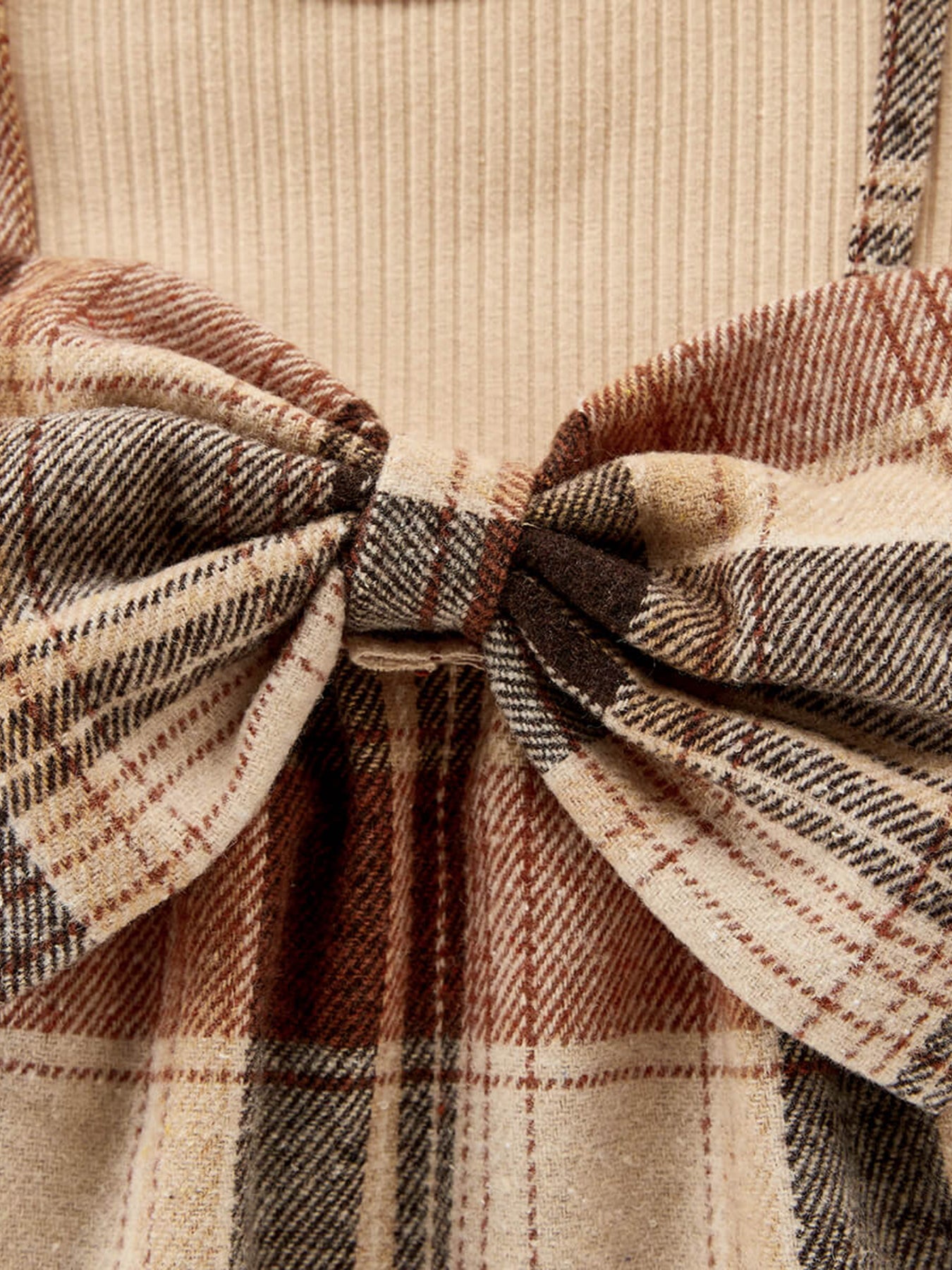 Plaid Print Dress & Headband Set for Baby Girl