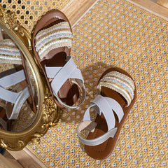 Girls Open Toe Sandals Lightweight Flat Shoes for Indoor Outdoor Beach