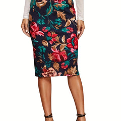 Floral Print High Waist Bodycon Skirt Women's Clothing