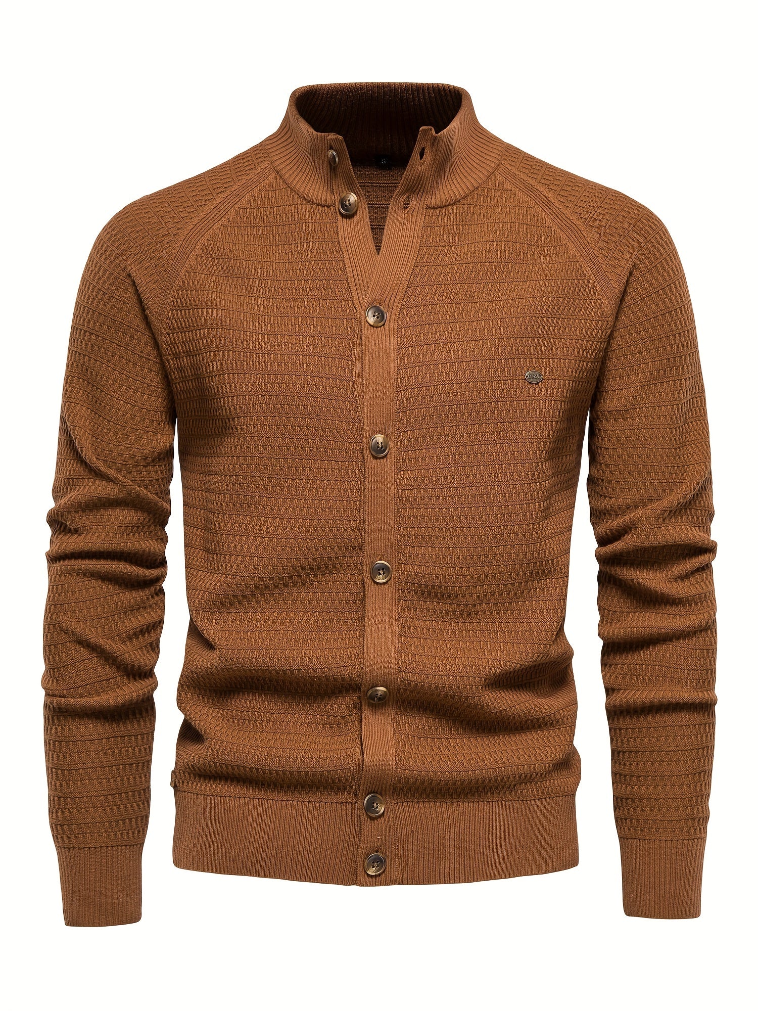 Men's Knitted Cardigan Mock Neck Sweater